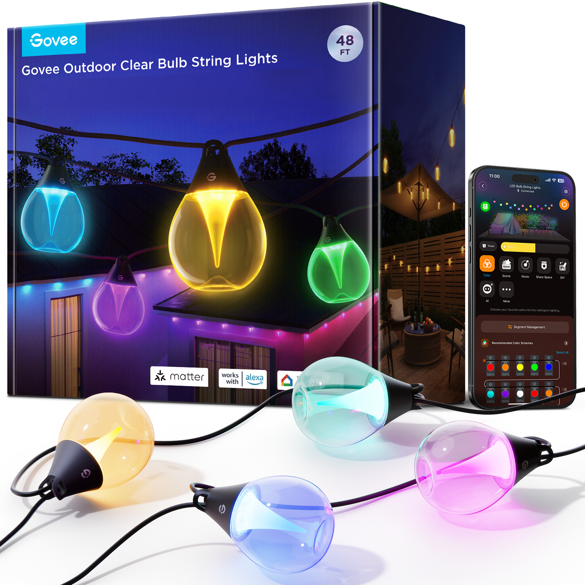 GOVEE Outdoor Clear Bulb String Lights - 15m