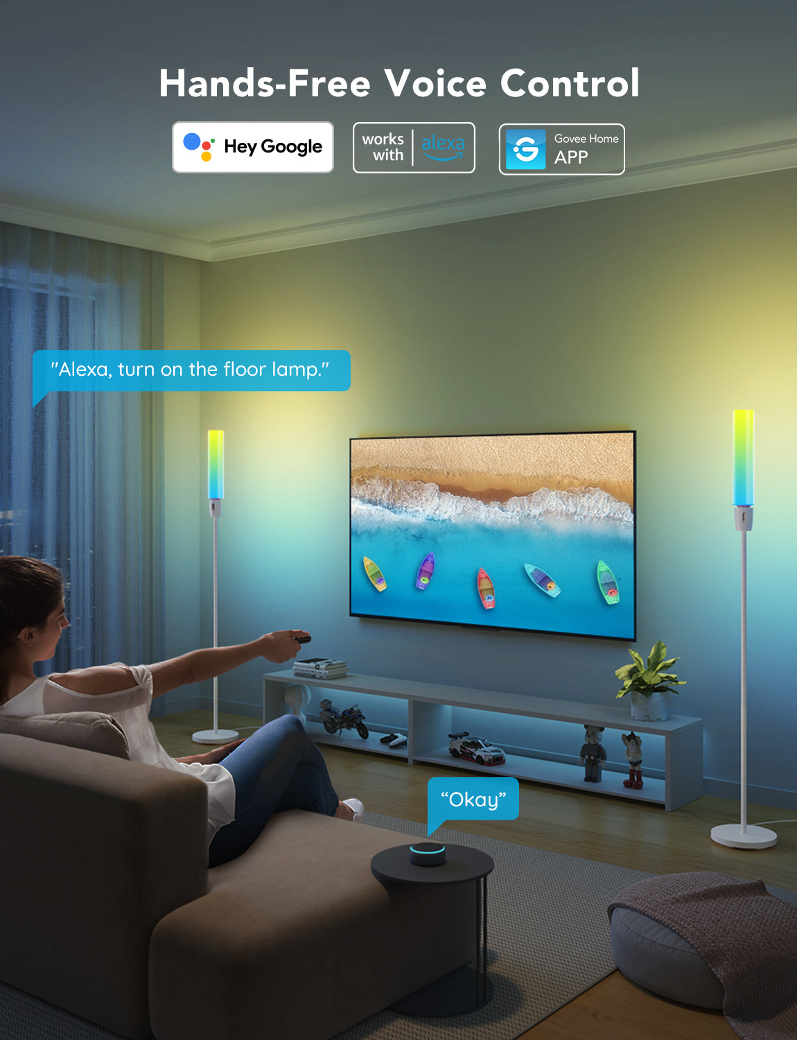 GOVEE RGBICWW Cylinder Floor Lamp