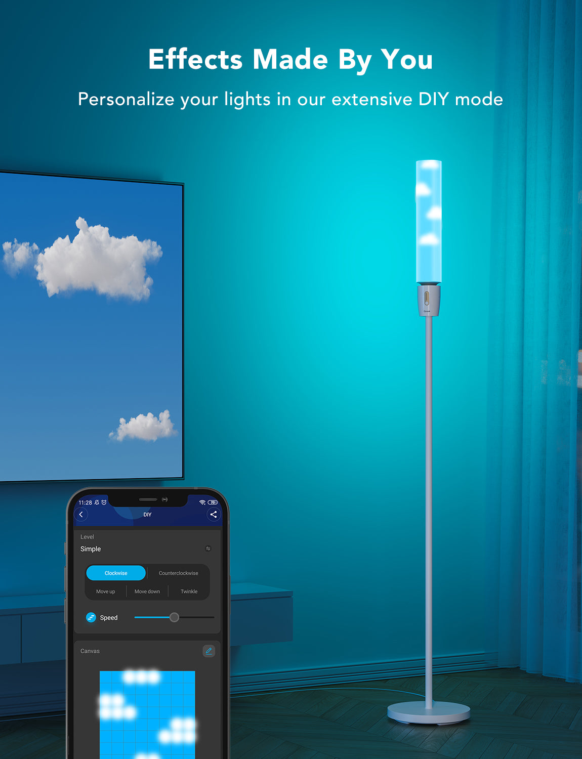 GOVEE RGBICWW Cylinder Floor Lamp