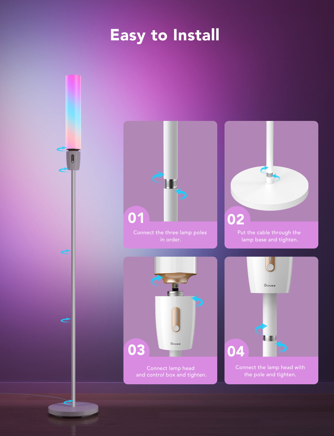 GOVEE RGBICWW Cylinder Floor Lamp