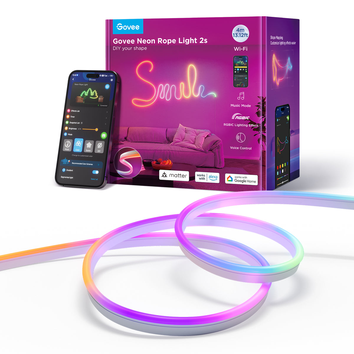 GOVEE Neon Rope Light 2S White 4m