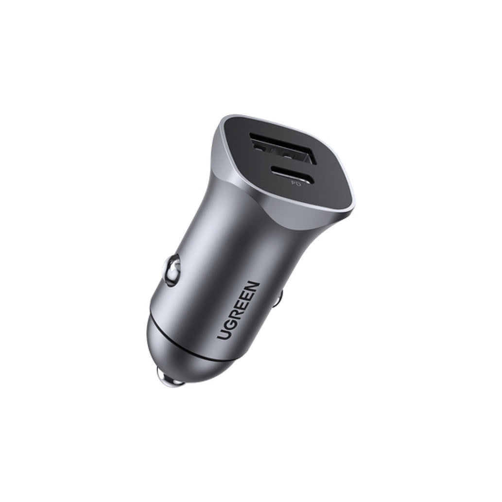 Avto polnilec 12V/24V => USB-A + USB-C UGREEN 18W 2x USB PD Qualcomm Quick Charge 4.0
