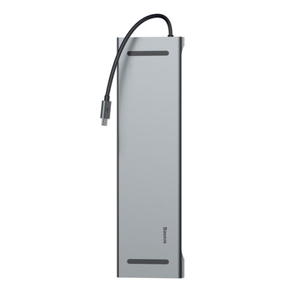 Priklopna postaja USB-C => 3x USB 3.0 tip A USB-C PD 60W 2x HDMI VGA microSD/SD/MMC RJ45 AUX Baseus Enjoyment Series srebrn (CATSX-G0G)