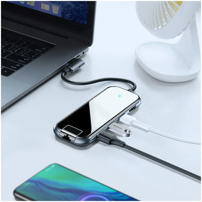 Priklopna postaja USB-C => 3x USB 3.0 tip A 1x USB-C PD 60W 1x HDMI 4K@30Hz 1x RJ45 Giga Baseus (CAHUB-DZ0G)