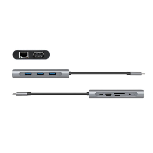 Priklopna postaja USB-C => 3x USB tip A 1xUSB-C PD 100W 1x HDMI 1x VGA1x RJ45 1x 3,5mm avdio 1x čitalec kartic SD/microSD LogiLink (UA0383) EOLS-P