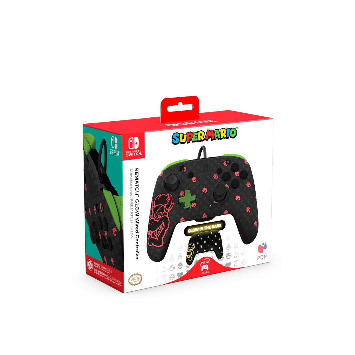 PDP SWITCH 2 & 1 ŽIČNI KONTROLER REMATCH - BOWSER GLOW IN THE DARK