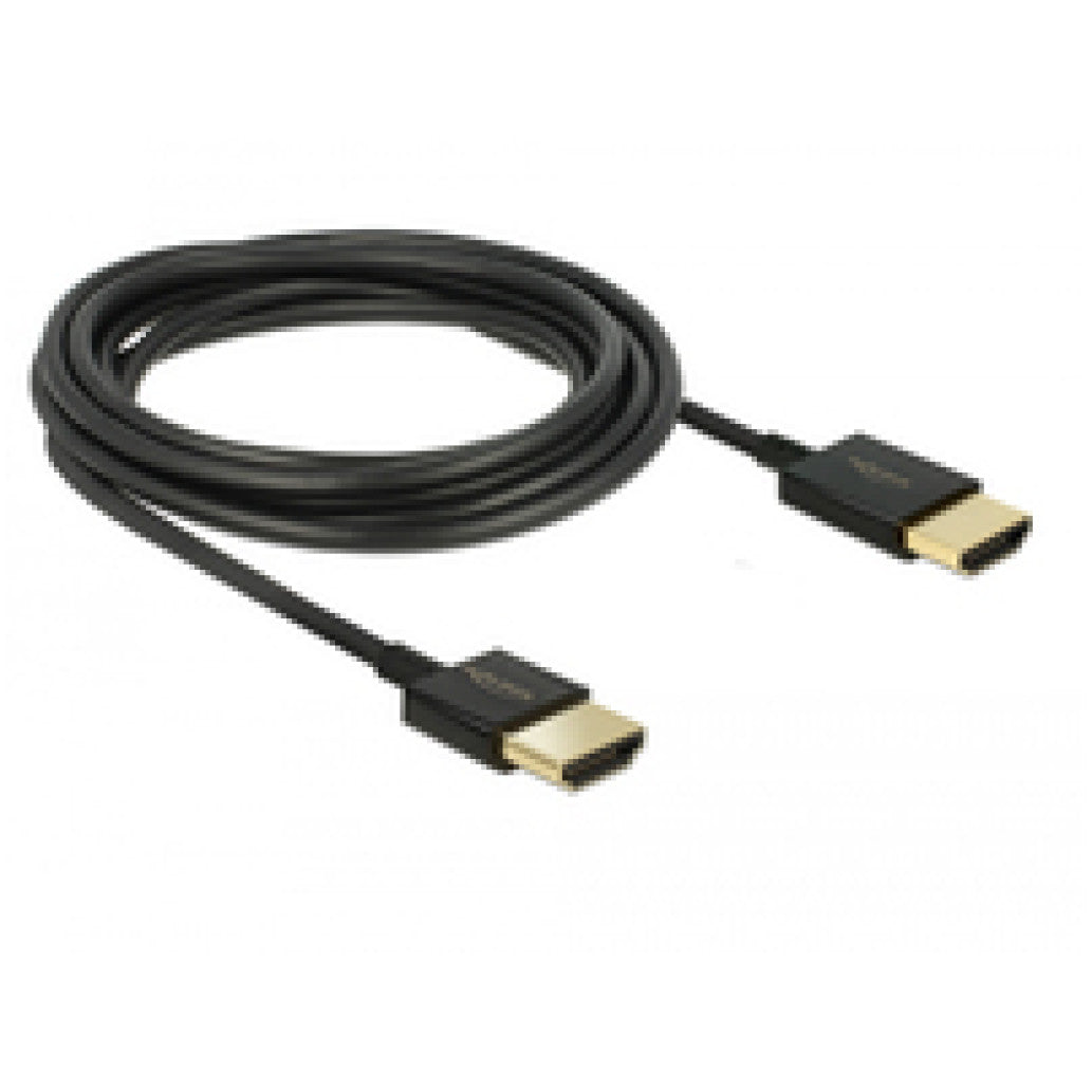 Kabel HDMI(m)=>HDMI(m) v2.0 0,25m UltraHD 4 K pozlačeni kontakti Delock (85117)