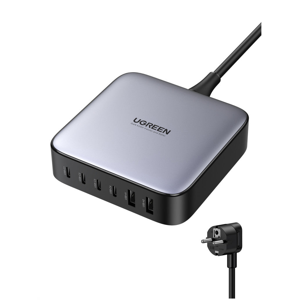 Hišni polnilec 100-240V => 2x USB-A (ž) 4x USB-C 200W GaN II Ugreen - črn (40914)
