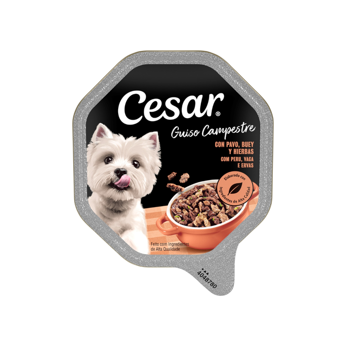 CESAR, aluminijasta posodica, puran in govedina, 150g