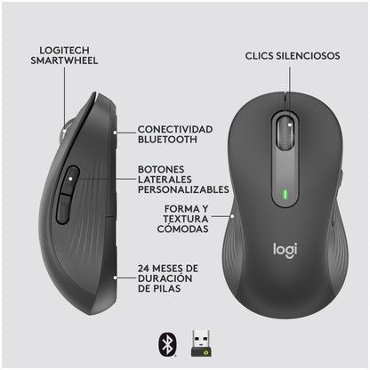Miš brezžična + Bluetooth Logitech M650L 4000DPI za levičarje grafitna za levičarje (910-006239)