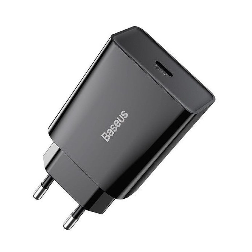 Hišni polnilec 100-240V => 1x USB-C 20W Baseus črn (CCFS-SN01)