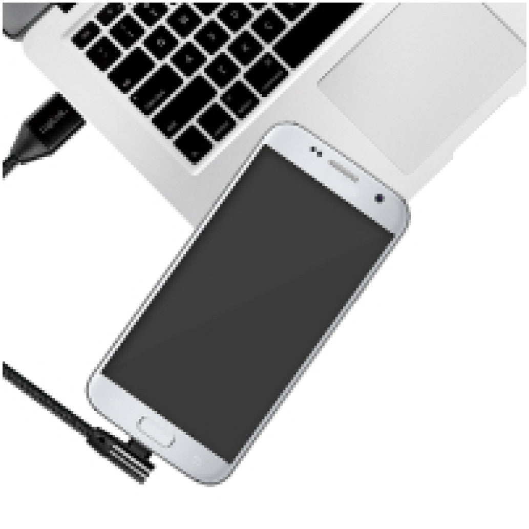 Kabel USB A => B micro tekstil ovoj 0,30m 90° (za mobitele) LogiLink črn (CU0141) EOLS-P
