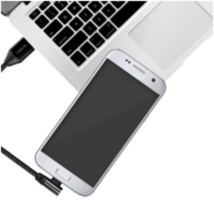 Kabel USB A => B micro tekstil ovoj 0,30m 90° (za mobitele) LogiLink črn (CU0141) EOLS-P