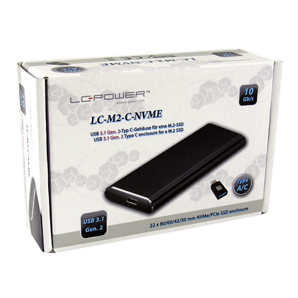 Ohišje za SSD disk M.2 => USB-C PCIe NVMe LC Power (LC-M2-C-NVME)