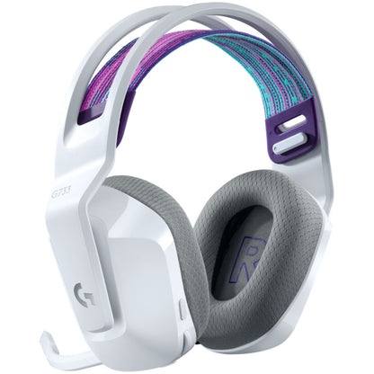 Slušalke brezžične naglavne 2.4GHz stereo Logitech G733 Lightspeed gaming z mikrofonom - bele (981-000883)