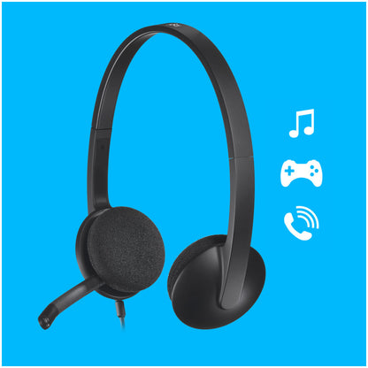 Slušalke žične Logitech naglavne z mikrofonom USB H340 Headset črne (981-000475)