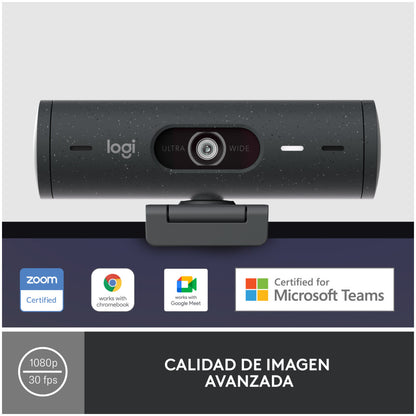 Spletna kamera Logitech BRIO 500 4MP FHD 30FPS 90° USB-C grafitna Autofokus 4xdigitalni zoom dvojni mikrofon pokrov za lečo (960-001422)