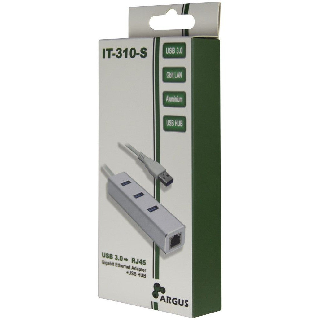 HUB USB 3.0 3portni Inter-Tech Argus IT-310 z 100/1000 Ethernet mrežnim priključkom srebrn (IT-310-S)