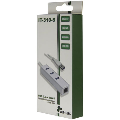 HUB USB 3.0 3portni Inter-Tech Argus IT-310 z 100/1000 Ethernet mrežnim priključkom srebrn (IT-310-S)