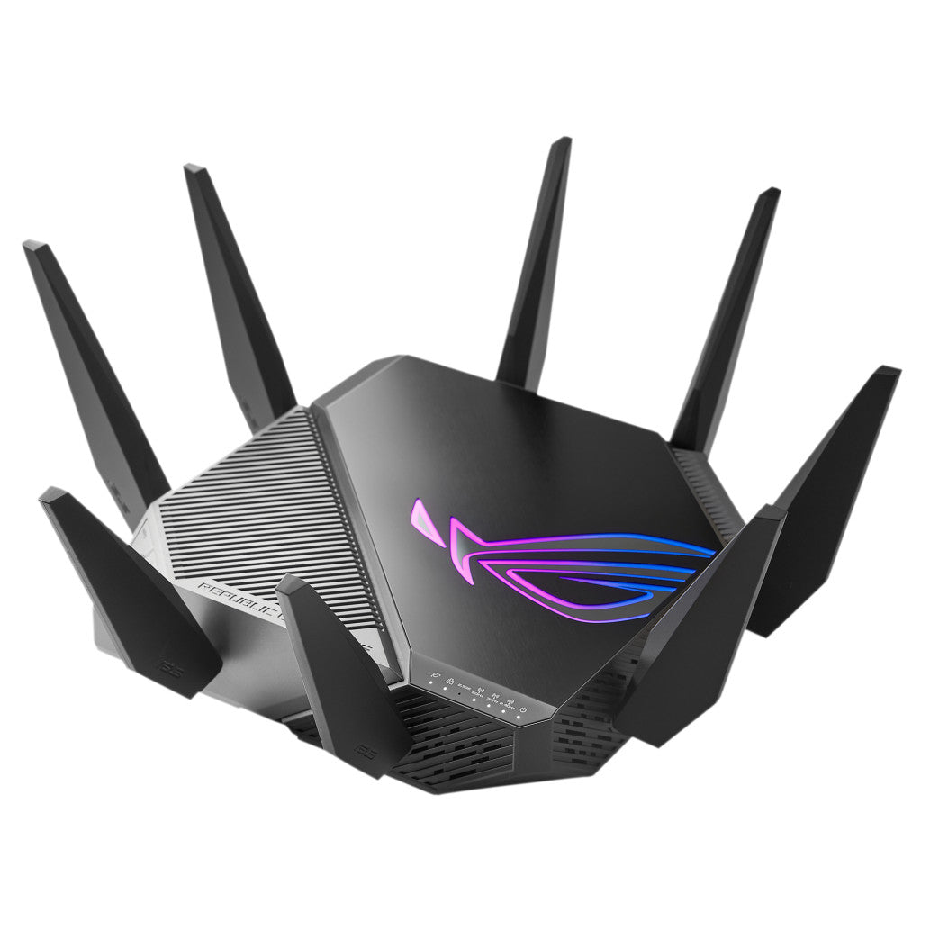 Usmerjevalnik brezžični Asus ROG Rapture GT-AXE11000 WiFi6E 802.11ax AX11000 4804Mbit/s 5G MESH OFDMA triband 1xLAN/WAN2,5GB 4xLAN 8x antena (90IG06E0-MO1R00)