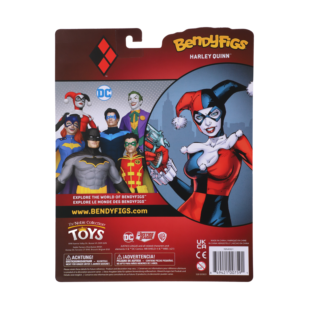 NOBLE COLLECTION Bendyfig DC Suicide Squad (Comic) Harley Quinn Jester figurica