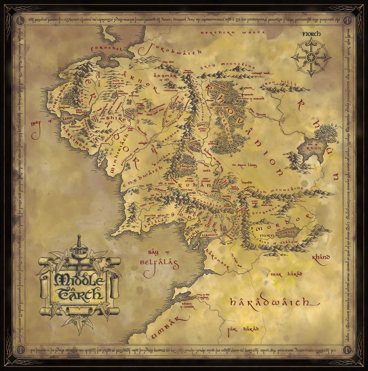 NOBLE COLLECTION Lord of the Rings Middle-Earth map 1000 kosov sestavljanka