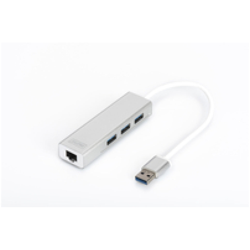 HUB USB 3.0 3portni Digitus z 100/1000 Ethernet mrežnim priključkom