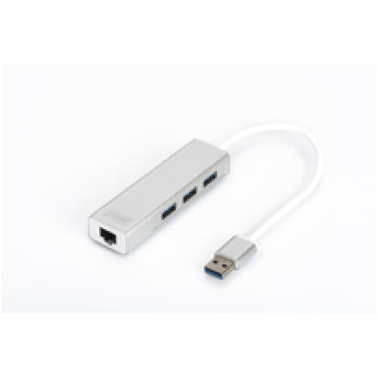 HUB USB 3.0 3portni Digitus z 100/1000 Ethernet mrežnim priključkom