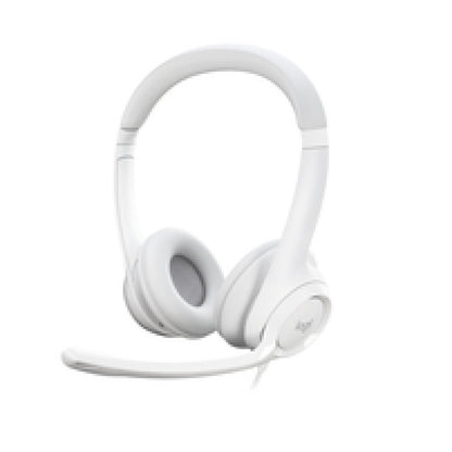 Slušalke žične Logitech naglavne z mikrofonom USB H390 bele (981-001286)
