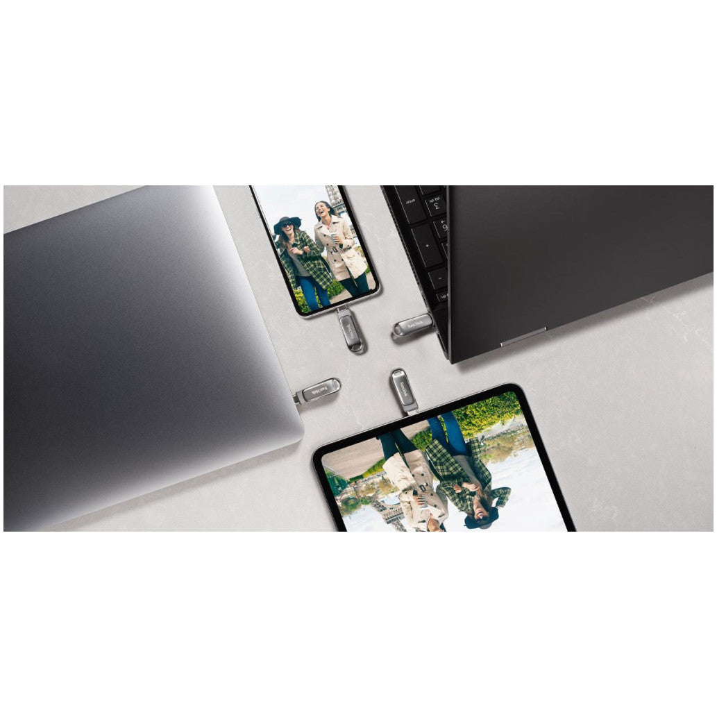 Spominski ključek 512GB USB 3.2/USB-C Sandisk Dual Luxe 150MB/s kovinski duo vrtljiv srebrn (SDDDC4-512G-G46)