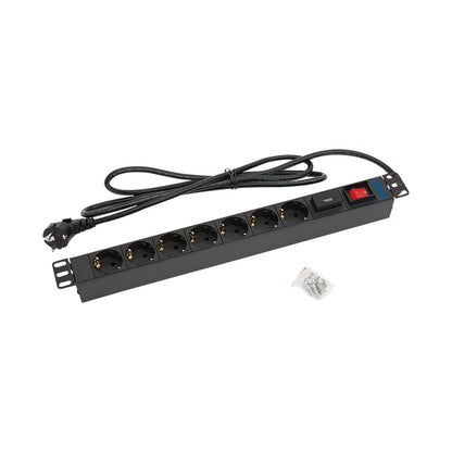 Prenapetostna zaščita Triton 2,00m 1xDIN49441 7x230V ALU rack 1U 19" stikalo (RAB-PD-X12-A1)