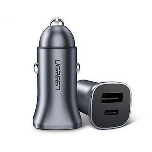Avto polnilec 12V/24V => USB-A + USB-C UGREEN 18W 2x USB PD Qualcomm Quick Charge 4.0