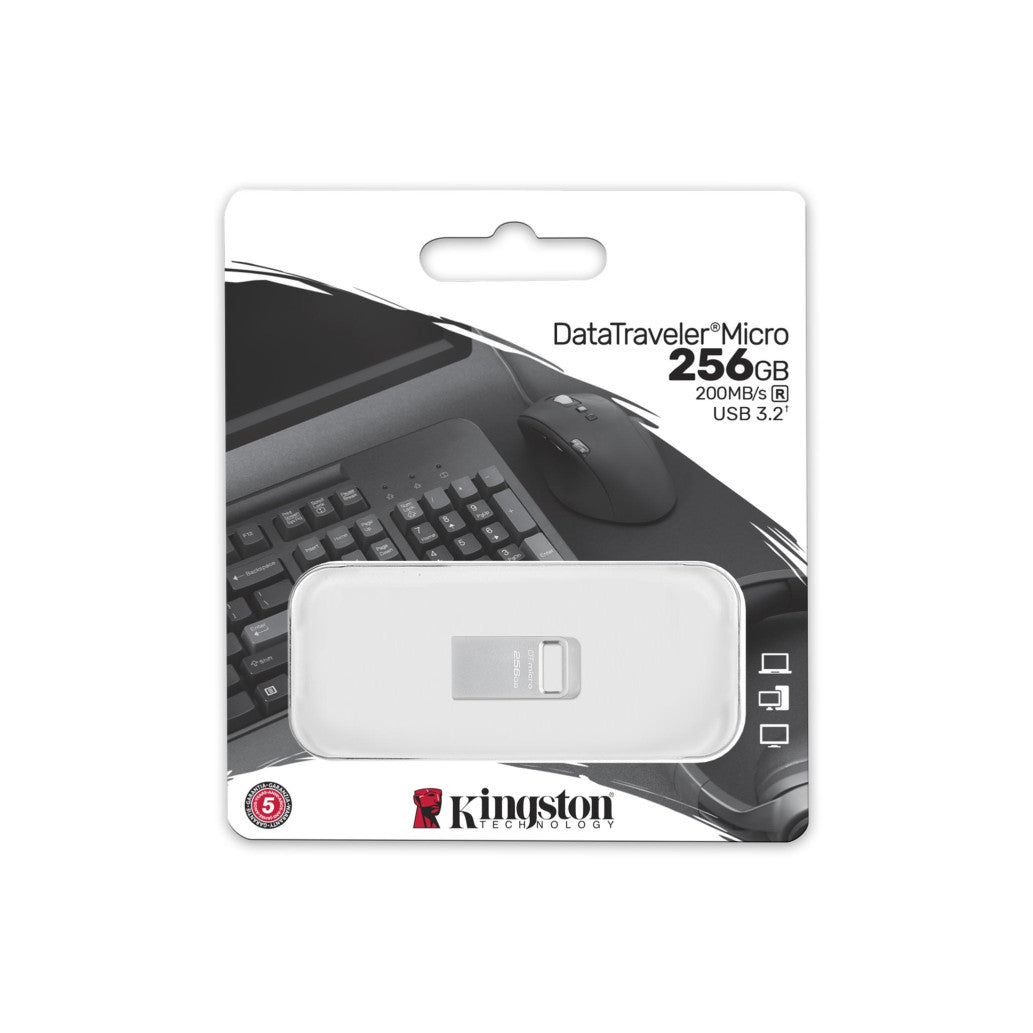 Spominski ključek 256GB USB 3.2 Kingston DT Micro 200MB/s - kovinski/micro/srebrn (DTMC3G2/256GB)