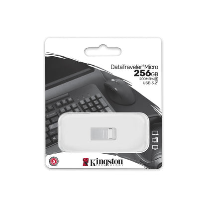 Spominski ključek 256GB USB 3.2 Kingston DT Micro 200MB/s - kovinski/micro/srebrn (DTMC3G2/256GB)