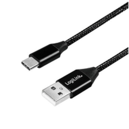 Kabel USB-C (m) => USB-A (m) 2.0 tekstil ovoj 1,0m 5V/3A 480MBs LogiLink črn (CU0140)