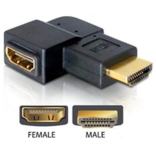 Adapter HDMI (m) => HDMI (ž) Delock 19-pin kotni desni