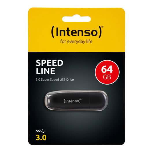 Spominski ključek 64GB USB 3.0 Intenso Speed Line 70MB/s - plastičen/s pokrovčkom/črn (3533490)