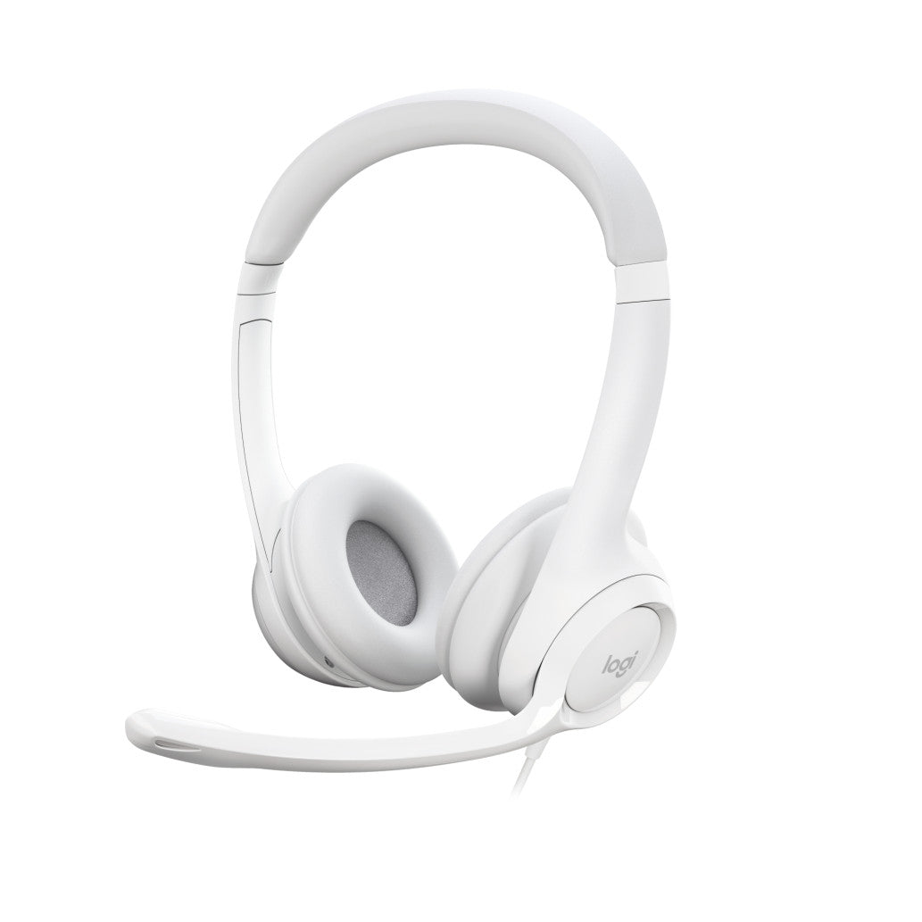 Slušalke žične Logitech naglavne z mikrofonom USB H390 bele (981-001286)