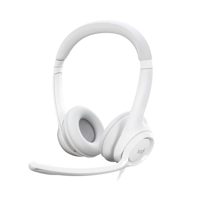 Slušalke žične Logitech naglavne z mikrofonom USB H390 bele (981-001286)