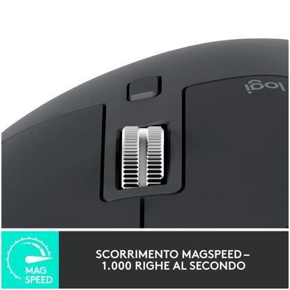 Miš brezžična + Bluetooth Logitech MX Master 3S Performance 8000DPI Unifying Bolt grafitna (910-006559)