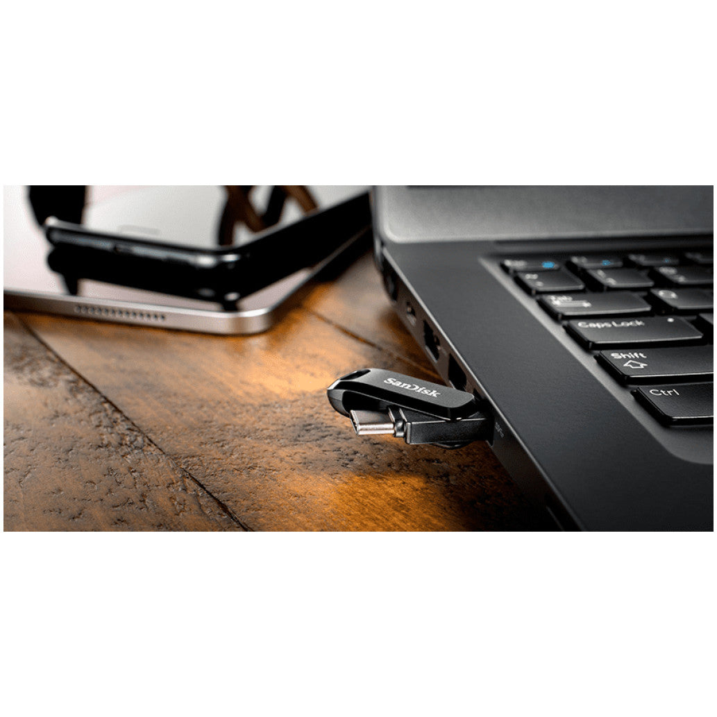 Spominski ključek 256GB USB 3.2/USB-C Sandisk Dual Drive Go 150MB/s plastičen vrtljiv črn (SDDDC3-256G-G46)