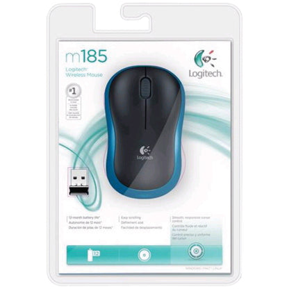 Miš brezžična za notesnike Logitech M185 nano modra (910-002239)
