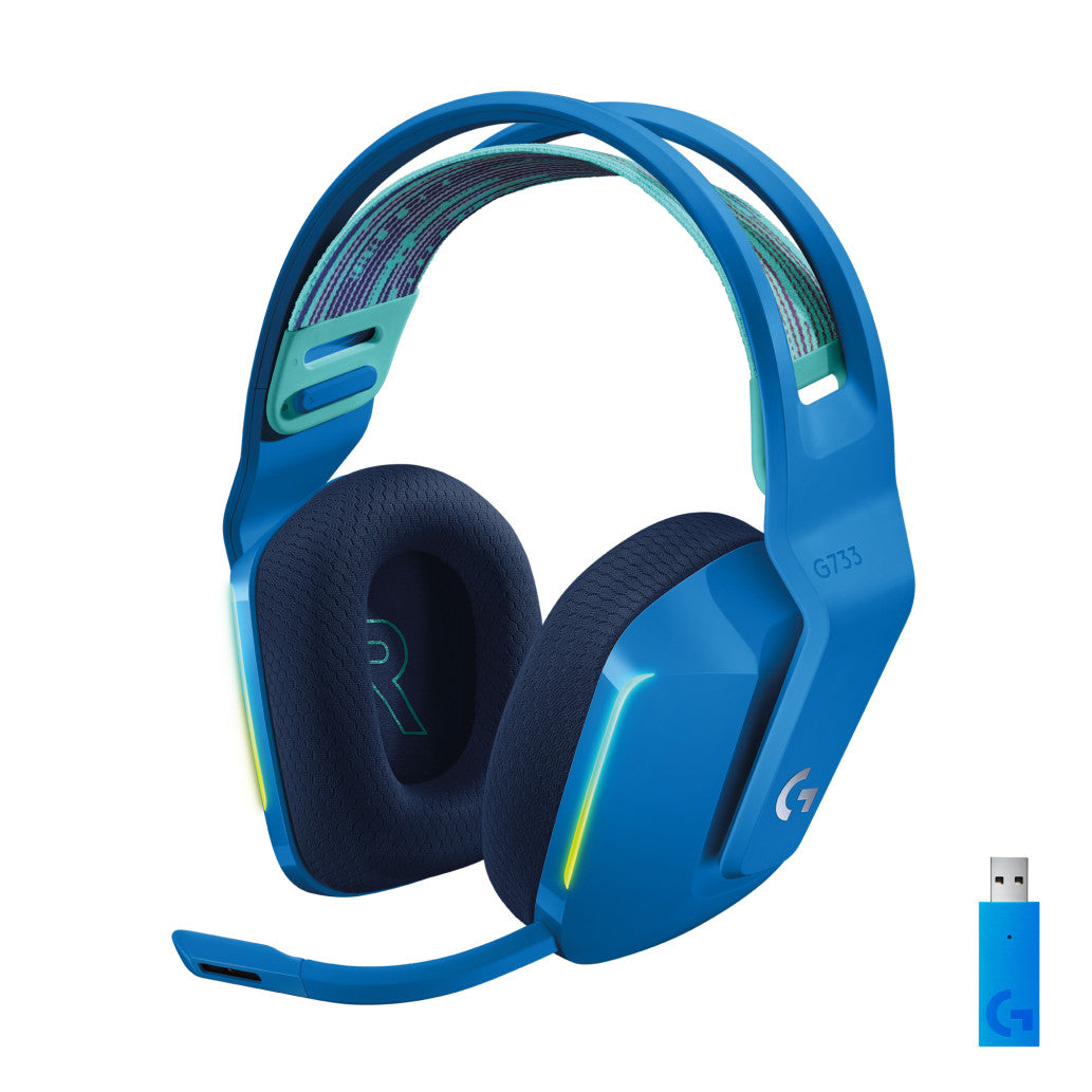 Slušalke gaming Logitech brezžične G733 Lightspeed 2,4Hz - modre (981-000943)