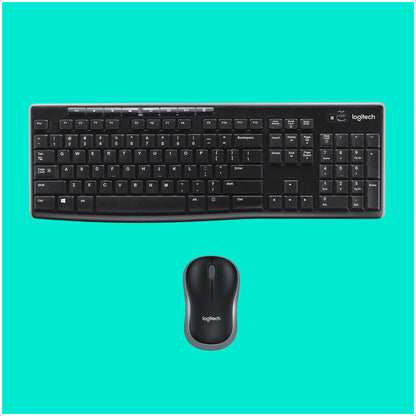 Tipkovnica in miš Logitech brezžična desktop MK270 US international črna (920-004508)