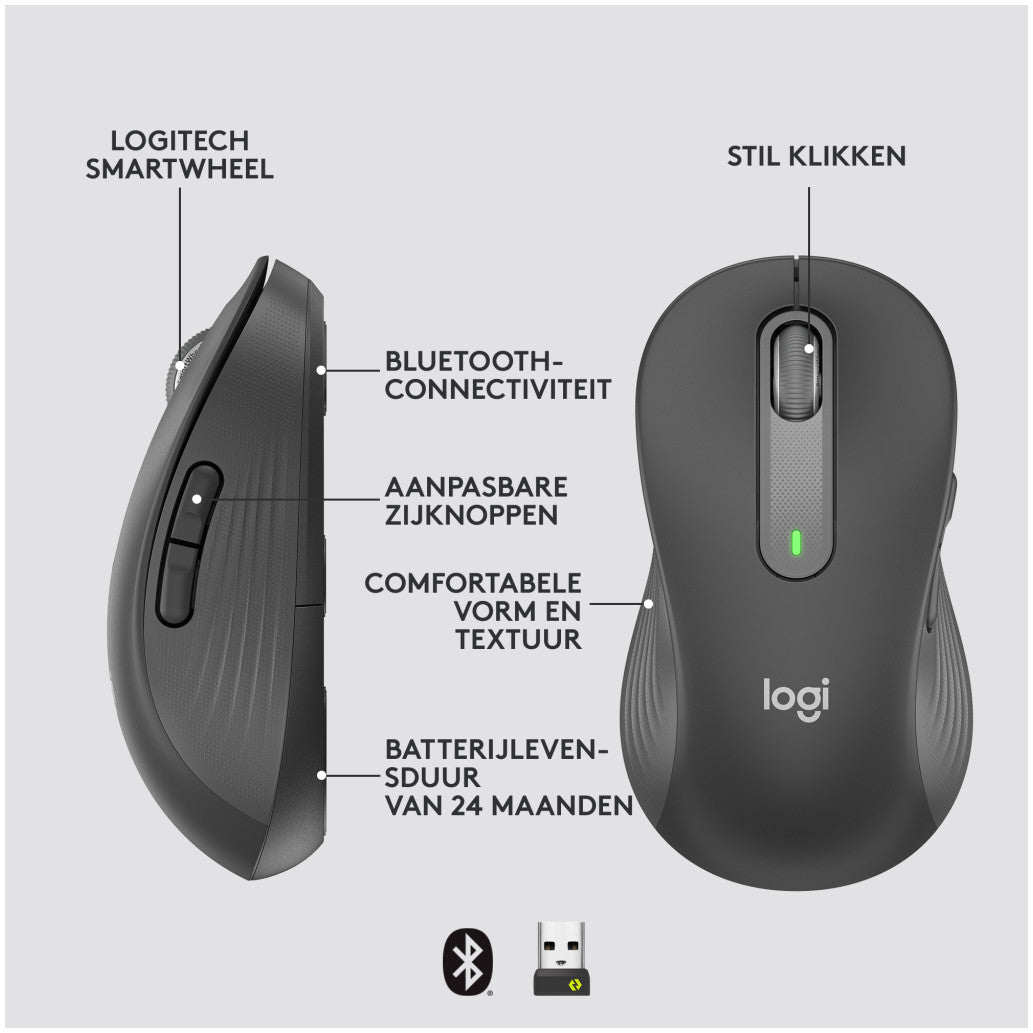 Miš brezžična + Bluetooth Logitech M650L 4000DPI za levičarje grafitna za levičarje (910-006239)
