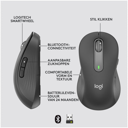 Miš brezžična + Bluetooth Logitech M650L 4000DPI za levičarje grafitna za levičarje (910-006239)