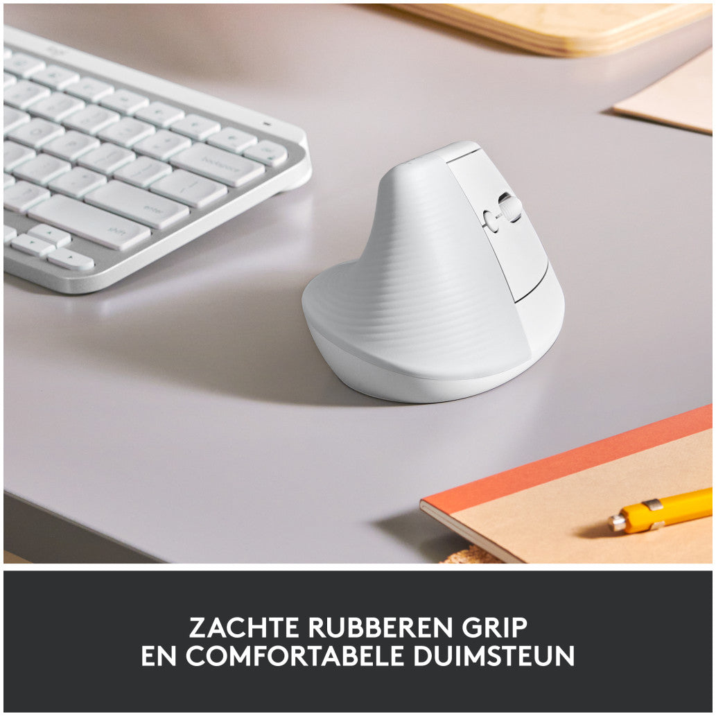 Miš brezžična + Bluetooth Logitech Lift Vertical za desničarje 4000DPI ergonomična bela (910-006475)