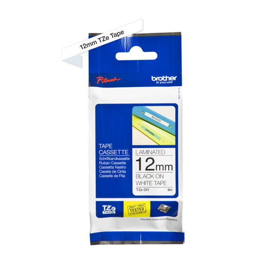Trak BROTHER TZE-231 black on white 12mm
