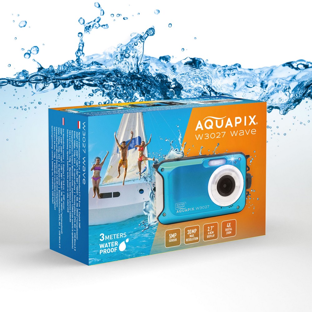 Aquapix podvodni digitalni fotoaparat W3027 WAVE IceBlue - EASYPIX10035