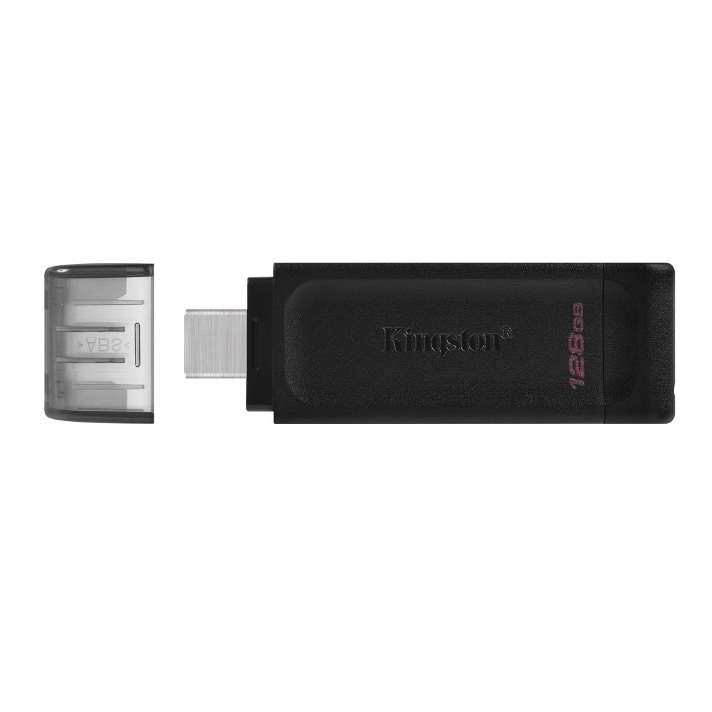 Spominski ključek 128GB USB-C Kingston DT70 80MB/s plastičen s pokrovčkom črn (DT70/128GB)